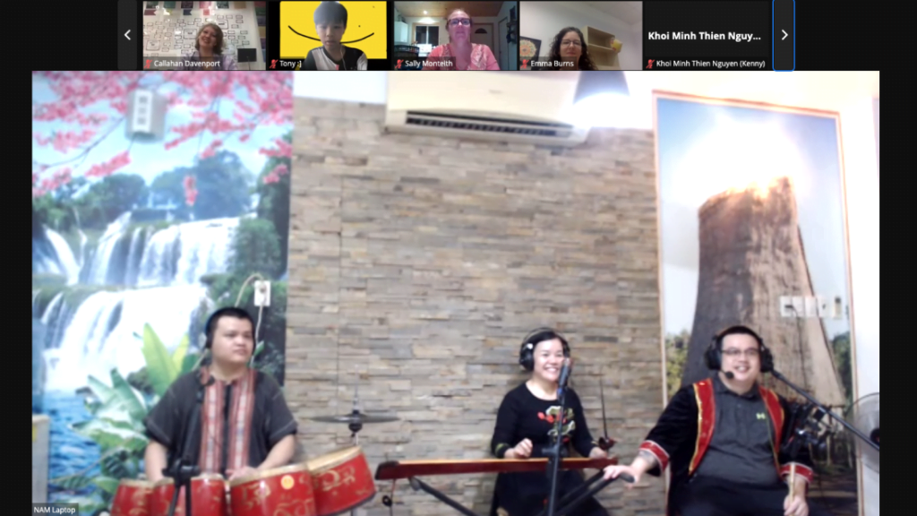 AISVN students attending the virtual workshop led by Vietnamese musicians